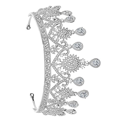 WOONEKY Elegantes Silbernes Stirnband Herzförmige Steinkrone Brautschmuck Für Hochzeiten Und Partys Haarschmuck Für Frauen von WOONEKY