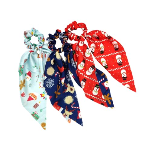 WOONEKY Haarseil Für Damen Weihnachts-schneemann-design 3er-pack Band-haarband-set Eleganter Kopfschmuck Haargummi Haar-accessoires Für Damen von WOONEKY