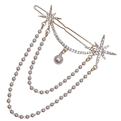 WOONEKY Rhinestone Haarspange Mit Perlen-tassel Und Sternen-design Eleganter Haarschmuck Für Damen Und Mädchen Für Festliche Anlässe Und Alltägliche Styles von WOONEKY