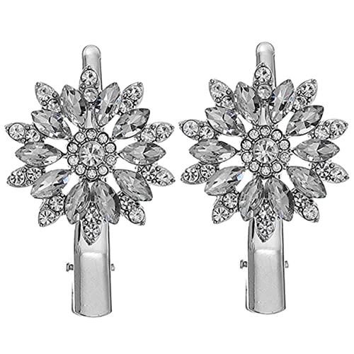 WOONEKY 2stücke Strass Blume Haarspange Kristall Haarschmuck Haarspange Für Frauen Hochzeit Party Entenschnabel Clip Barrettes Legierung Haaraccessoire von WOONEKY