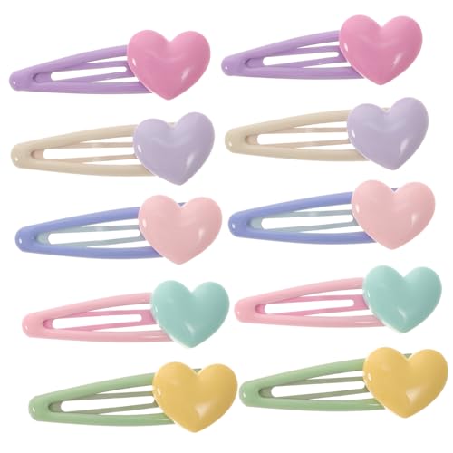 WOONEKY 10stücke Herzförmige Haarclips Bunte Haarspangen Haarstyling-accessoires Für Frauen Seitenspangen Mit Druckknopf Für Geburtstag Hochzeit Frisur von WOONEKY