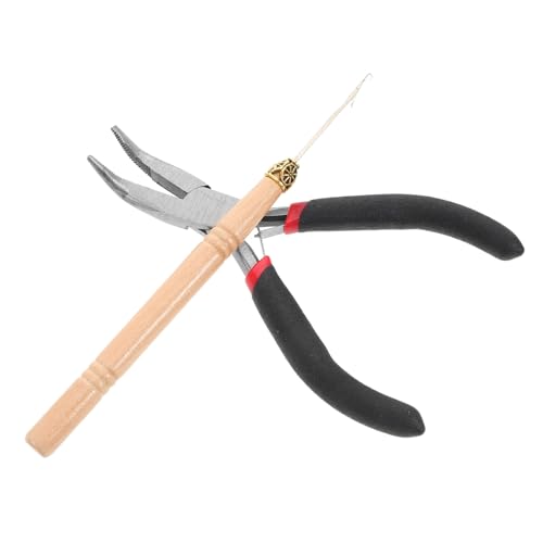 WOONEKY Haarverlängerungs Teilig Dreadlocks Häkelnadel und Biegezange mit Schwarzem Griff Ergonomisch Reibungslos Gleitend Komfortabel für Individuelle Flechtfrisuren und Perücken Styling von WOONEKY