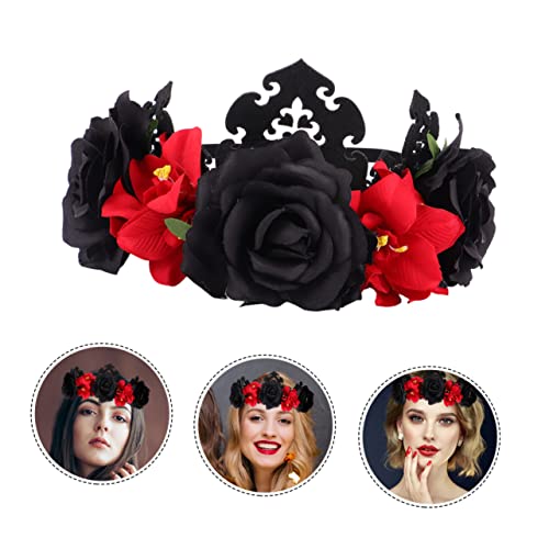 WOONEKY Damen Stirnband Krone Kopfbedeckung Kopfschmuck Rose Blumenkranz Für Party von WOONEKY