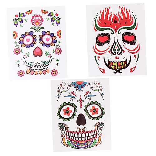 WOONEKY 6stücke Halloween Tattoos Aufkleber Für Gesicht Und Körper Kreative Temporäre Gesichts Und Körperstickers Für Partys Festivals Und Kostüme Sicher Und Leicht Zu Entfernen von WOONEKY