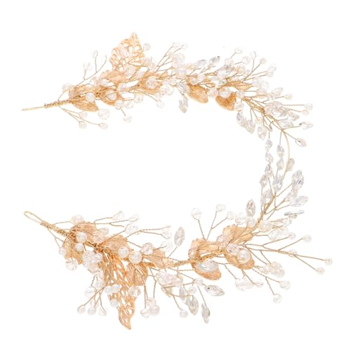 WOONEKY Handgefertigter Braut Haarschmuck Perlen Haarrebe mit Blattdesign aus Langlebiger Stirnband für Hochzeit Party und Festliche Anlässe Stilvoller Kopfschmuck für Damen und Mädchen von WOONEKY