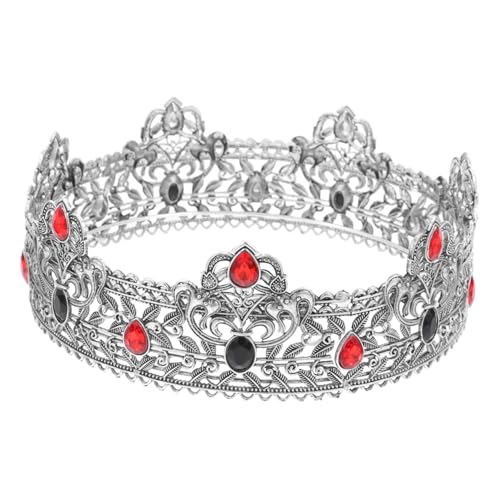 WOONEKY Herren Königskrone Vintage Großer Runder Prinz Krone mit Edelsteinen für Geburtstag Kostüm Party Bühnenauftritt Vielseitiges Design Komfortabel und Auffällig von WOONEKY