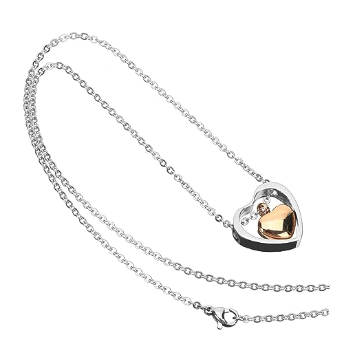WOONEKY Herz Urnen Halskette für Frauen Gedenk Anhänger mit Aufbewahrungsfach für Eleganter Schmuck Erinnern an Geliebte Menschen und Haustiere Valentinstagsgeschenk von WOONEKY