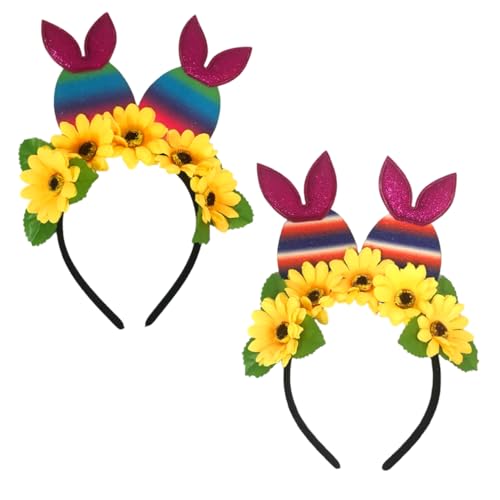 WOONEKY Hochzeitsdekoration 2St -Stirnband hasenohren kostüm faschingshaarreife Blumenmädchen-Kopfschmuck Damen Stirnbänder von WOONEKY