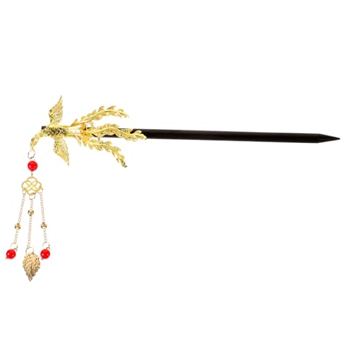 WOONEKY Holz Haarstäbchen Chinesischer Haarschmuck Vintage Stil Eleganter Haarstab mit Quaste für Damen Stabiles Design Einfache Handhabung Geeignet für Haarknoten und Hanfu Frisuren von WOONEKY