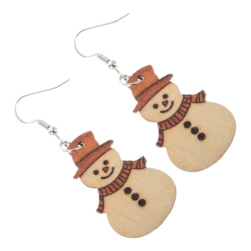 WOONEKY Holz Schneemann Ohrringe Handgefertigt Leichte Weihnachtsbaum Anhänger Damen Mädchen Festliche Ohrhänger Komfortabel für Empfindliche Haut Weihnachtsfeier Schmuck von WOONEKY