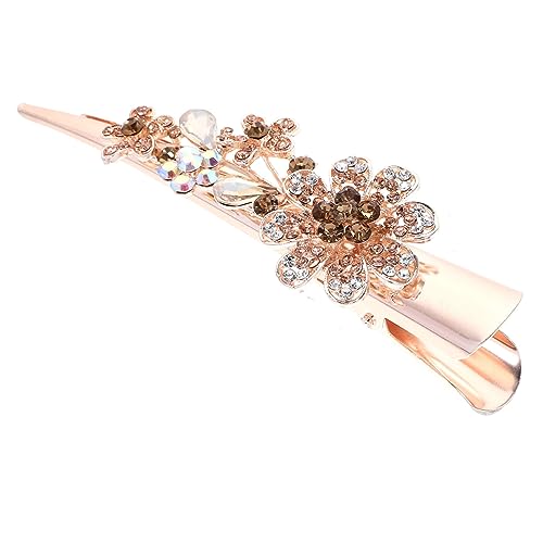 WOONEKY Alligator Haarklammer Mit Kristallen Große Blumenhaarspange Für Damen Eleganter Haarschmuck Für Hochzeiten Partys Und Besondere Anlässe Champagner-farbe Rutschfest Und Stilvoll von WOONEKY