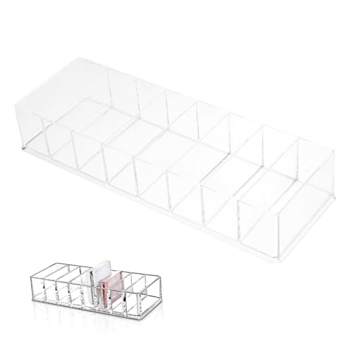 WOONEKY 8gitter Fächer Lippenstift Und Kosmetik-organizer Klassifizierter Aufbewahrungskoffer Für Make-up Und Zubehör Transparentes Design Für Badezimmer Und Schminktisch von WOONEKY