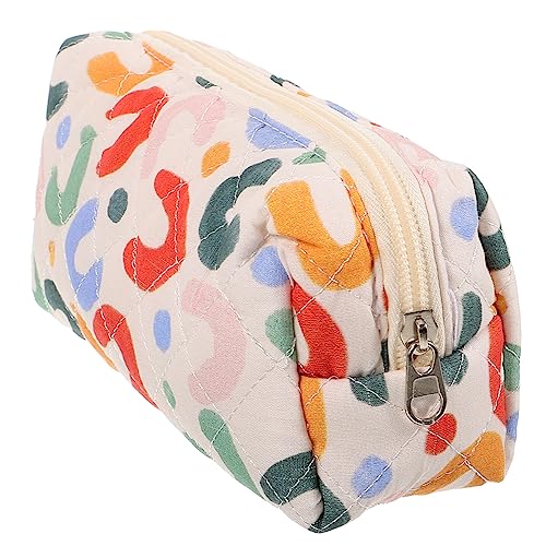 WOONEKY Kosmetiktasche Kleine Make Up Tasche mit Reißverschluss Multifunktionale Schmink und Stiftbörse Große Kapazität Bunte Baumwollstickerei für Damen Reisen und Alltag von WOONEKY