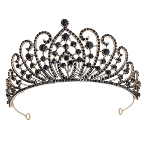 WOONEKY Braut Kopfschmuck Schwarz Strass Krone Hochzeit Für Hochzeitsfeier von WOONEKY