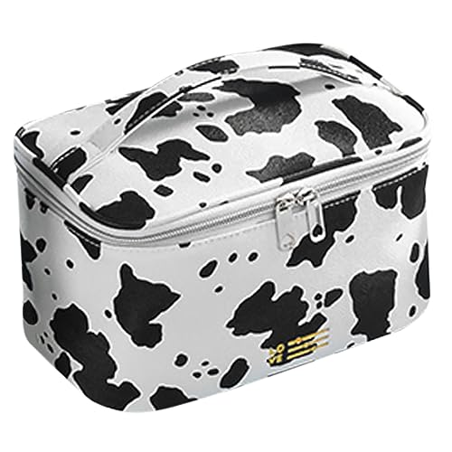 WOONEKY Kuhmuster Kosmetiktasche Große Kulturtasche mit Reißverschluss und Tragbar für Reisen Vielseitiger Makeup Behälter für Damen und Herren von WOONEKY