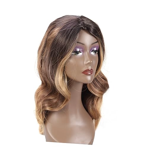 WOONEKY Lange Lockige Perücke Für Damen Synthetisches Cosplay-haar Mit Seitlichem Scheitel Atmungsaktives Haarnetz Geeignet Für Partys Halloween Und Tägliches Tragen von WOONEKY
