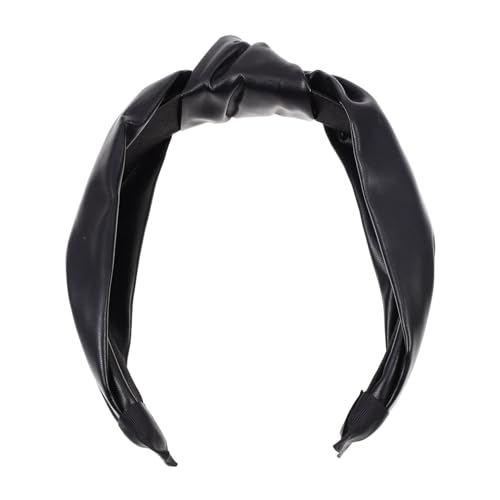 WOONEKY Breites Haarband Aus Pu-leder Druck-haarband Rutschfestes Geknotetes Stirnband Langlebig Und Bruchfest von WOONEKY