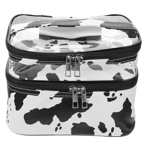 WOONEKY Cow Pattern Kosmetiktasche Doppellagige Tragbare Aufbewahrung Für Damen Wasserabweisender Kulturbeutel Für Reisen Vielseitige Toilettentasche Für Kosmetik Und Pflegeprodukte von WOONEKY