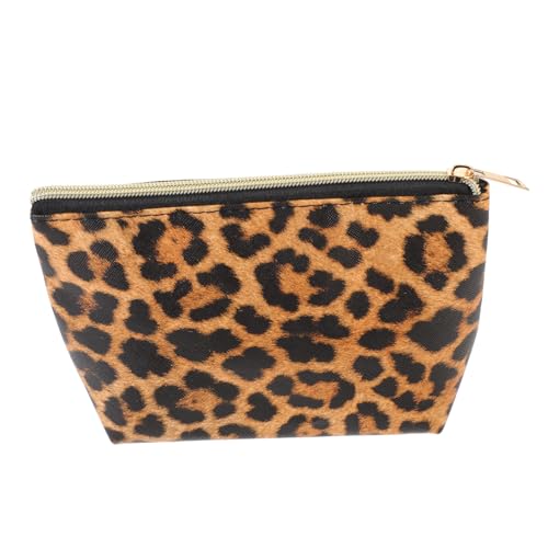 WOONEKY Leopardenmuster Kosmetiktasche für Damen Tragbare Make Up Tasche Multifunktionale Aufbewahrung für Reisen Gym und Camping PU Großes Fassungsvermögen Roter von WOONEKY