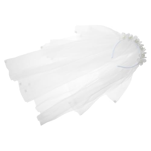 WOONEKY Blumenmädchen-stirnband Mit Perlenblumen Junge Mädchen-haarbänder Für Partyzubehör Schleier-haarbänder Als Kopfschmuck Foto-requisiten Weiß von WOONEKY