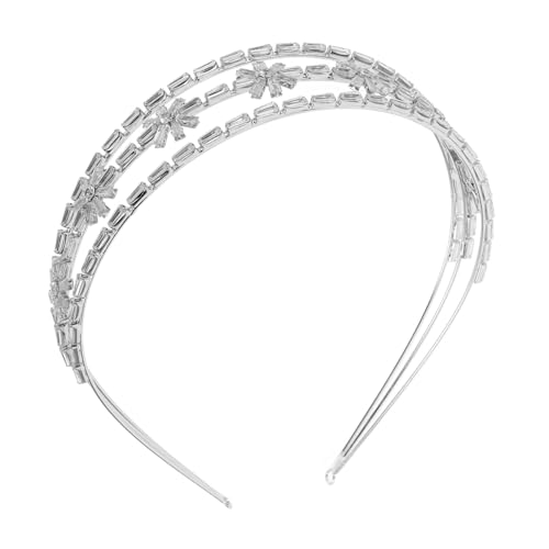 WOONEKY Luxuriöse Braut Tiara mit Dreilagigem Zirkonia Design Leichtes Metall Haarband für Hochzeit Abendveranstaltungen und Festliche Anlässe Eleganter Haarschmuck für Prinzessinnen Look von WOONEKY