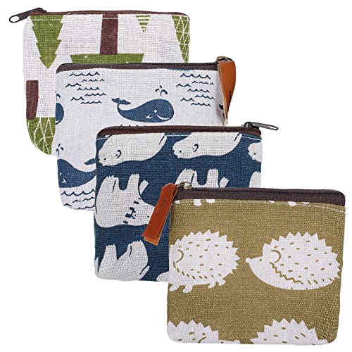 WOONEKY 4stücke Kosmetiktaschen Mit Reißverschluss Aus Canvas Cartoon-münztaschen in Sanften Farben Kleine Make-up-Taschen Für Frauen Und Mädchen Vielseitig Einsetzbar Als Aufbewahrungstas von WOONEKY