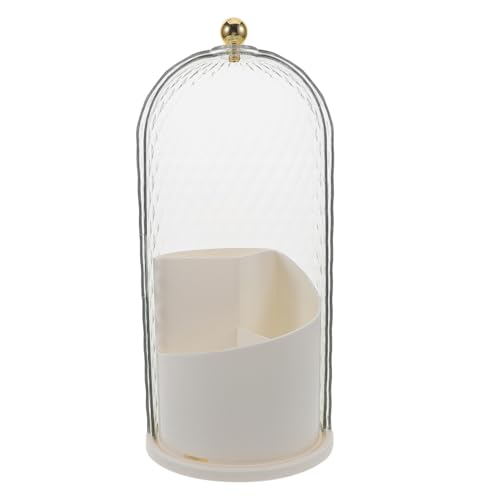 WOONEKY Drehbarer Makeup Pinselhalter Mit Deckel Transparenter Kosmetik Organizer Für Schminktisch Und Badezimmer Für Pinsel Lippenstifte Und Makeup Zubehör von WOONEKY