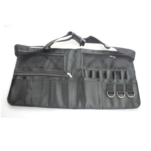 WOONEKY Makeup Waist Bag Tragbar Verstellbarer Gürtel Tools Organizer Mit Fächern Reißverschlusstaschen Für Professionelle Kosmetik Pinsel Zubehör Schwarz von WOONEKY
