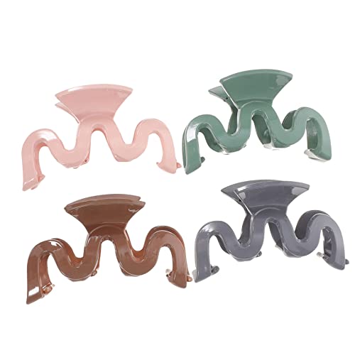 WOONEKY 4 Stück Haarklammern Für Dickes Haar Kunststoff Dekorative Haarclips Für Frauen in Grün Khaki Pink Und Blau Für Party Und Alltag von WOONEKY