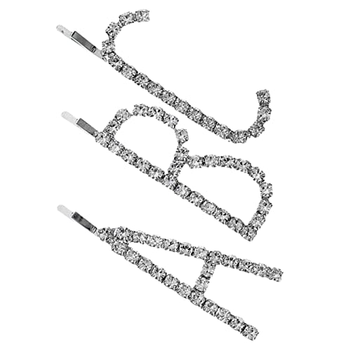 WOONEKY 3stücke Dekorative Haarnadeln Mit Strasssteinen Und Buchstaben Für Frauen Mädchen Haar Clips Als Accessoire Für Partys Hochzeiten von WOONEKY