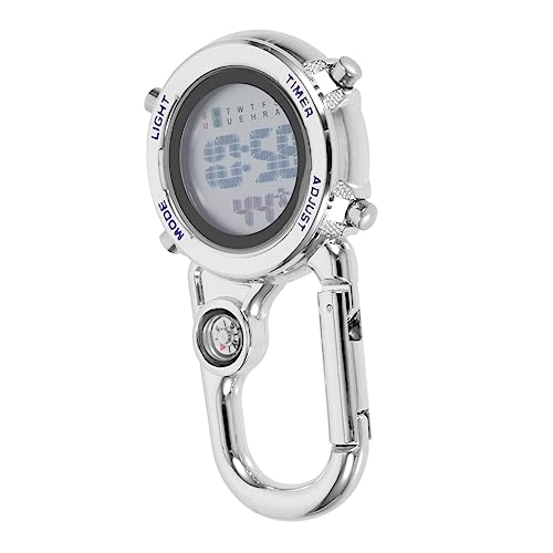 WOONEKY Multifunktionale Digitale Clip Uhr mit Nachtleuchtfunktion Robuster Metallkarabiner für Herren zum Klettern Camping Outdoor Sport Befestigen an Rucksack oder Gürtel von WOONEKY