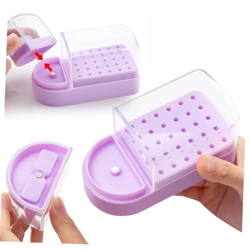 WOONEKY Nagelfräser Aufbewahrungsbox mit Reinigungsbürste Nagelbohrer Organizer für Heimgebrauch Nail Drill Bits Container für Ordentliche Nagelpflege und Training von WOONEKY