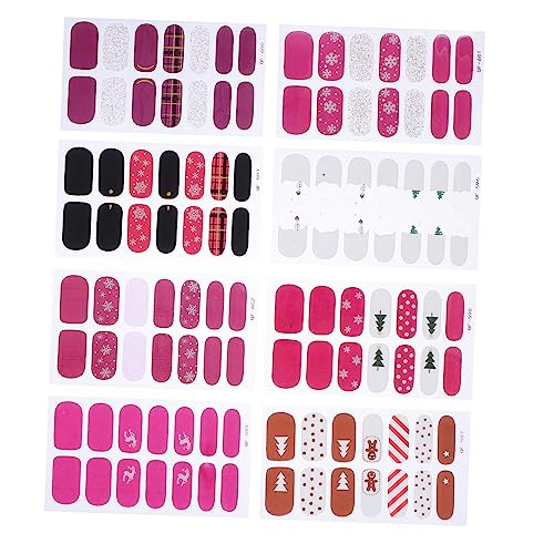 WOONEKY Nail Art Sticker Festliche Packung 8 Bögen Mit Weihnachtlichen Nagelaufklebern Anlässe Zufälliger Stil von WOONEKY
