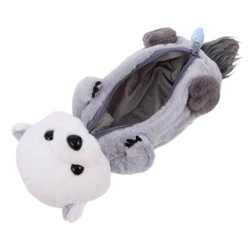 WOONEKY Niedliches Otter Plüsch Federmäppchen für Mädchen Multifunktional Kleines Tragbares Stifteetui mit Cartoon Design für Schule und Zuhause Praktischer Schreibwaren Organizer von WOONEKY