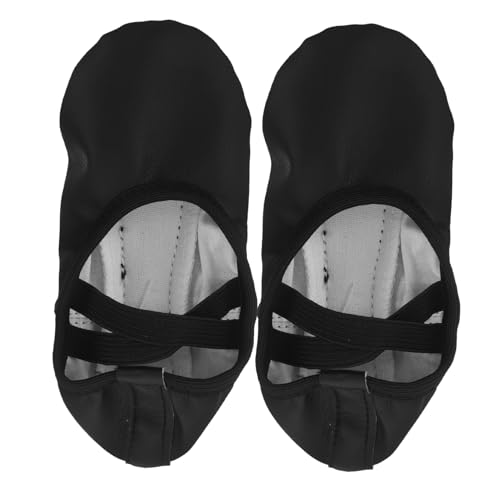 WOONEKY PU Lederschuhe Ballett Damen und Mädchen Weiche Sohle Tanz Flats No Tie Atmungsaktiv Ballettschuhe für Übung und Bühnenauftritt Schwarz von WOONEKY