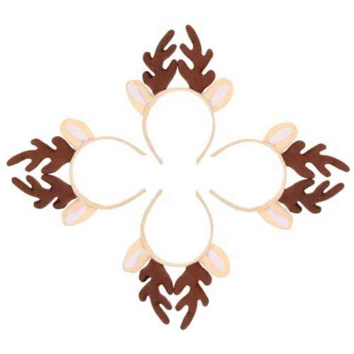 WOONEKY 4stücke Teiliges Weihnachts-rentier Stirnbänder Mit Antlers Lustige Haaraccessoires Für Partys Cosplay Und Feiern Bequem Und Leicht Design Für Festliche Anlässe von WOONEKY