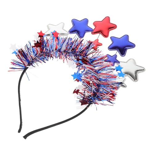 WOONEKY Patriotisches Of July Stirnband mit Roten Weißen Blauen Sternen Bequeme Cosplay Kopfbedeckung für Unabhängigkeitstag Einzigartiges Party Haaraccessoire für Festlichkeiten von WOONEKY