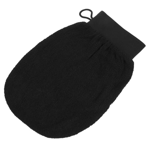 WOONEKY Peelinghandschuhe für Dusche Exfolierende Bad Handschuhe zur Entfernung Abgestorbener Haut für Damen und Herren Schwarz aus Viskose mit Elastischem Band Sanfte und Pflege von WOONEKY