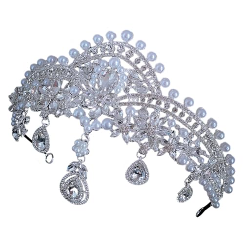 WOONEKY Hochzeit Tiara Mit Kristallen Und Kunstperlen Elegante Brautkrone Für Hochzeitsfeiern Und Besondere Anlässe Leicht Und Langlebig Perfektes Accessoire Für Bräute Und von WOONEKY