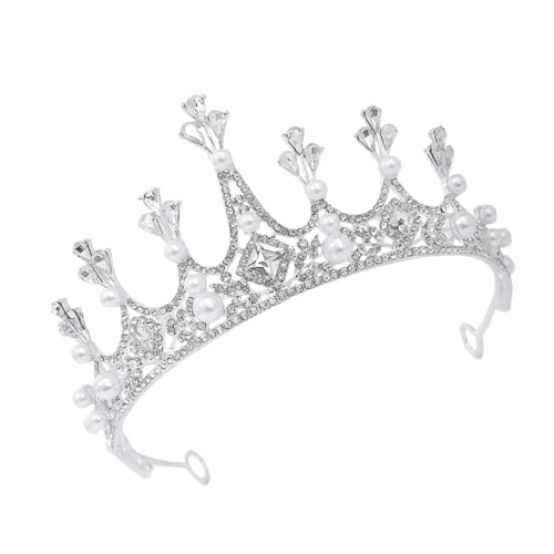 WOONEKY Perlen Haarreif Braut Haarschmuck mit Funkelnden Strasssteinen Leichter Eleganter Kopfschmuck für Hochzeit Party Geburtstag Edle Tiara für Damen und Bräute von WOONEKY