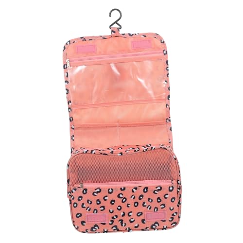 WOONEKY Reise Kosmetiktasche Mit Aufhänger Faltbarer Toiletten Organizer Für Damen Multifunktionale Aufbewahrungstasche Im Leopardenmuster Für Reisen Und Freizeit von WOONEKY