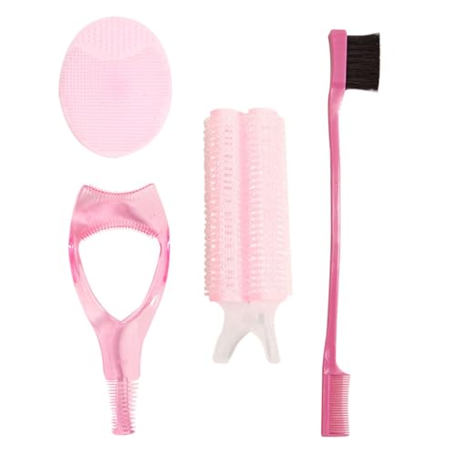 WOONEKY Reiseset Kosmetik Pinsel Set mit Hitzefreien Haarwicklern Doppelseitiger Augenbrauenbürste und Wimpernschutz für Mascara Tragbare Schönheitswerkzeuge für Frauen Kompaktes Make up von WOONEKY
