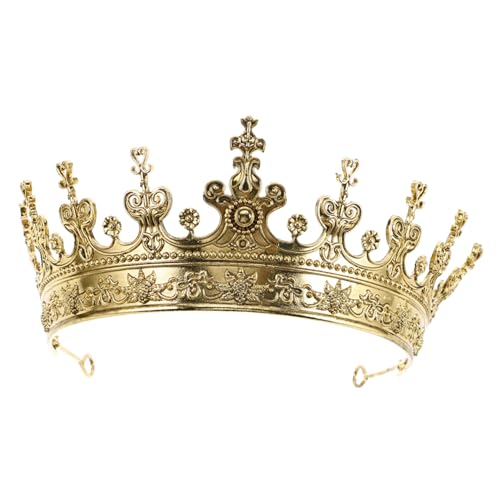WOONEKY Retro Königskrone für Herren Goldener Kopfschmuck Leicht und Langlebig Vintage Stil Theaterkostüm Karneval Fest Fanartikel von WOONEKY