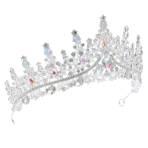 WOONEKY Rhinestone Tiara Krone für Damen Silberfarbenes Diadem Haarschmuck Elegant für Geburtstag Hochzeit Party Bühnenauftritte Kostüm Accessoire von WOONEKY
