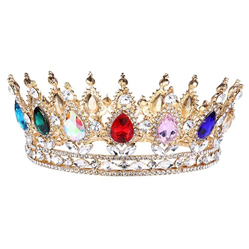 WOONEKY Rhinestone Wedding Crown Barock Braut Tiara mit Farbigen und Weißen Kristallen Verstellbare Langlebiger Haarschmuck für Hochzeit Fotoshooting und Besondere Anlässe von WOONEKY