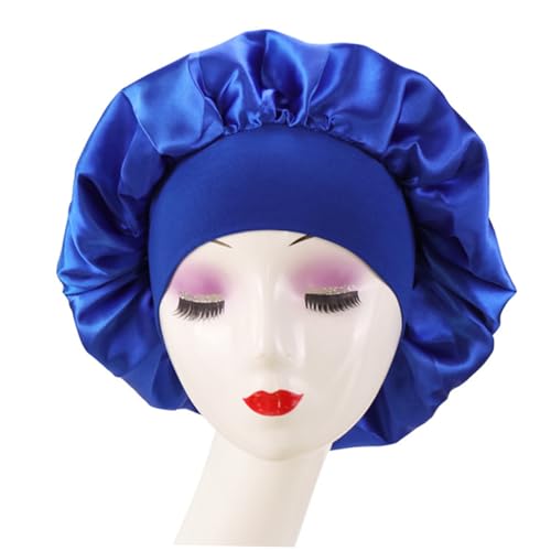 WOONEKY 4stücke Schlafmütze Aus Satin Elastisch Für Damen Schlafhaube Für Nacht Make-up-mütze Beauty-mütze Einfarbige Rosa von WOONEKY