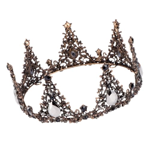 WOONEKY Schwarze Braut Tiara Krone mit Kristallbesatz Leichtes Party Haaraccessoire für Hochzeit Verlobung und Festliche Anlässe Eleganter Damen Kopfschmuck von WOONEKY
