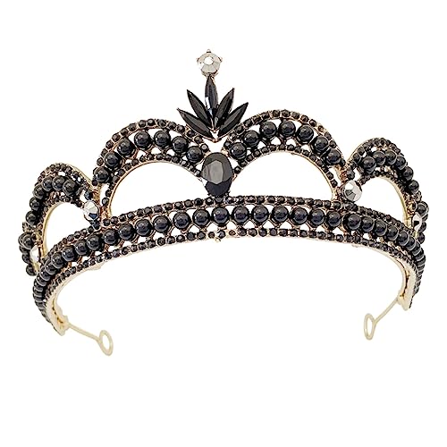 WOONEKY Schwarze Brautkrone mit Funkelnden Strasssteinen Stabile Verarbeitung Eleganter Haarschmuck für Hochzeit Verlobung Festliche Anlässe Langlebiges Design für Damen und Blumenmädchen von WOONEKY