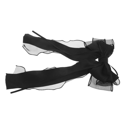 WOONEKY Schwarze Netzschleife Haarklammer mit Langem Band Große Volumengebende Haarschleife mit Federclip Eleganter Haarschmuck für Damen Bequemes Styling für Hochzeit und Alltag von WOONEKY