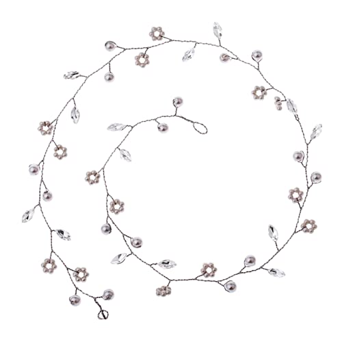 WOONEKY Schwarzes Blumen Haarband mit Perlen Handgefertigtes Strass Haarreif Eleganter Haarkranz für Hochzeit Party Fotoshooting und Festliche Anlässe von WOONEKY